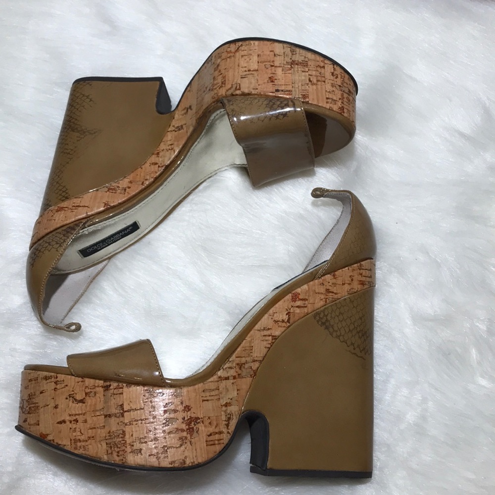 Dolce & Gabanna chunky cork and leather wedges